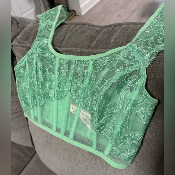 Victoria Secret Corset Bra in Pretty Satin Lace Mint Green or Pink. Brand New - Picture 3 of 10